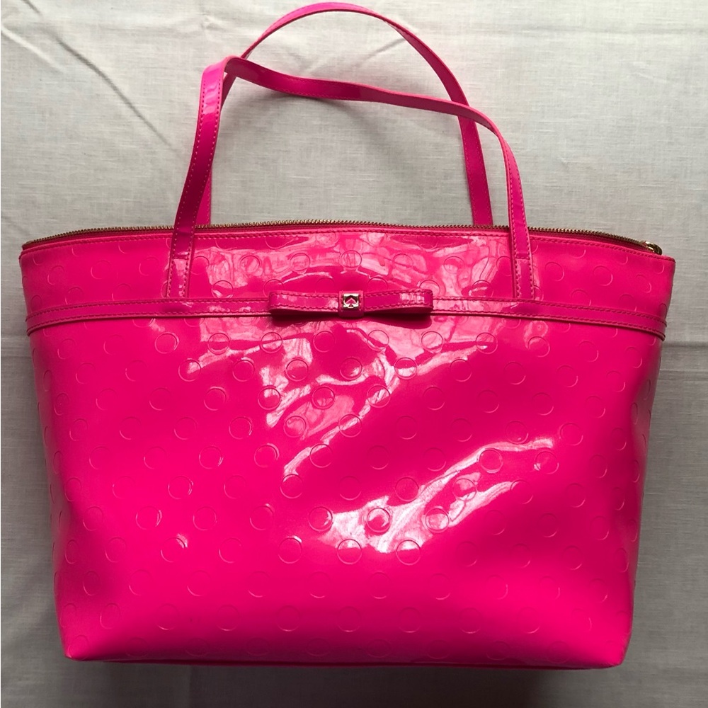 kate spade Hot Pink Patent Tote with Bow Detail